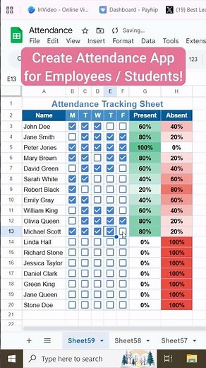 Create attendance sheet to manage employees #excel #exceltips #exceltutorial