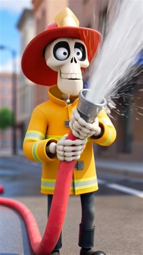 Skeleton Tries to Be a Firefighter… Instant Chaos! 💀🚒 #skeleton #skeletonchallenge #skeletonfx