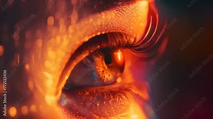 Cosmic vision in a woman's eye Stock Video