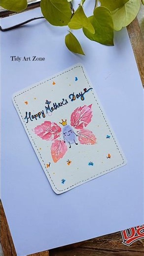 Simple cute card for Mother's Day 2026💝. Easy DIY with leaves 🌿...#papercraft #Mother's Day #shorts