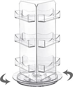 Spiareal Spinning Clear Business Card Holder 3.5" x 2" Acrylic Sticker Display Stand Appointment Cards Rotating Stand 3 Tier Brochure Display Holder for Tabletop Office Home Desk(5.9 x 9.8 Inch)