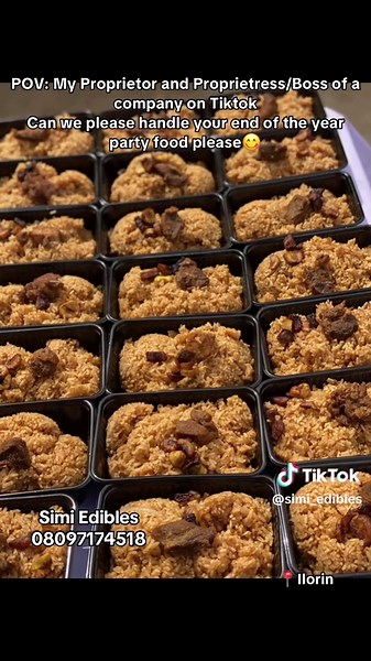 I create premium goodies😋😋. From cakes to foods to pastries and also beautiful surprise packages 😍🤗 #simiedibles #foodtiktok #endoftheyearparty #ilorinfoodvendor #jollof