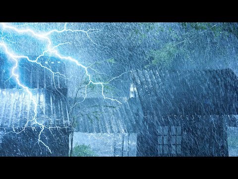 Heavy Thunderstorm & Howling Wind on Rainstorm Night - Thunderstorm Rain Sounds for Sleeping