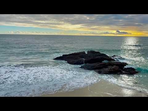 Relax With Gentle Ocean Waves Crashing On Rocks, Coastal Evening Glow - Real Nature NO AI (4K)