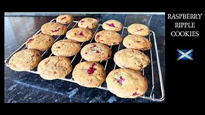 Raspberry Ripple Biscuits | White Chocolate Cookie Recipe | Scottish-Inspired Bake