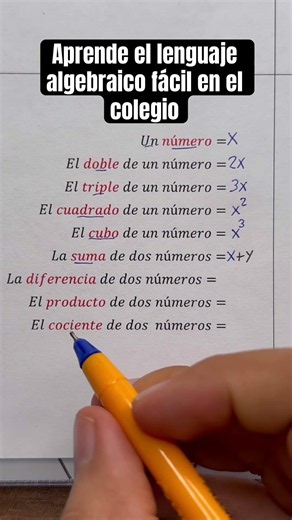 Aprende el lenguaje algebraico fácil en el colegio