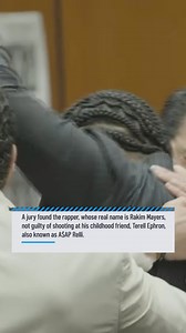Rapper A$AP Rocky reacts with a hug to his girlfriend, Rihanna, after he was found not guilty of firing a gun at his former friend. http://4.nbcla.com/Nm7lN2b | NBC LA