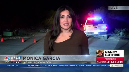 (SUNDAY) Latest from the Pima County Sheriff's Dept: "We are reviewing multiple pieces of evidence, but no additional details will be confirmed or released at this time," On Sunday morning, Nancy Guthrie's residence became the focal point of the ongoing investigation into her disappearance. At around 9:30 a.m., a Pima County Sheriff's Department vehicle arrived blocking the left side of the driveway, with a black truck parked nearby. By 10:40 a.m., a gray SUV arrived, and its driver conversed wi