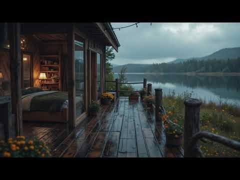 No Ads Crackling Fire🌧️Ocean Rain | Soft Rain in the Porch at Night | Sleep Deeply with Rain Sounds
