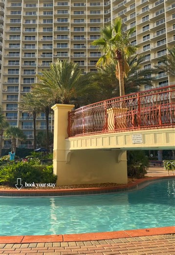 Mentally I’m here in the Shores of Panama’s 20,000 square foot pool with zero-entry areas, multiple fountains, tiki bars, & bridges running across this lazy river style pool⛱️🌊 Get $90 cash back on your next stay! Click the green location tag to book directly through TikTok🦩 #tiktokgorisingstarsl1 #travel #hotel #pool #beach