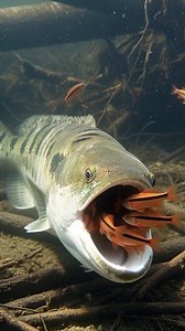 The mother snakehead fish protects her fry from a snake underwater 🤩 #AiReels #snakehead #snake #fblifestyle | Dadi Fishing