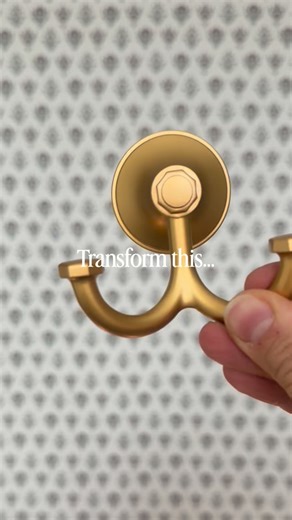 Same hooks. Completely different vibe. A little Rub n’ Buff took these from bright yellow gold to a soft, aged antique finish—and it changed the entire feel of my girls’ bathroom. One of the easiest DIYs I’ve done with the biggest payoff. Comment HOOKS for the links to the hooks and everything I used. bathroom hooks, easy DIY, Rub and Buff, girls bathroom ideas, budget bathroom upgrade, hardware makeover | Top Knot Living