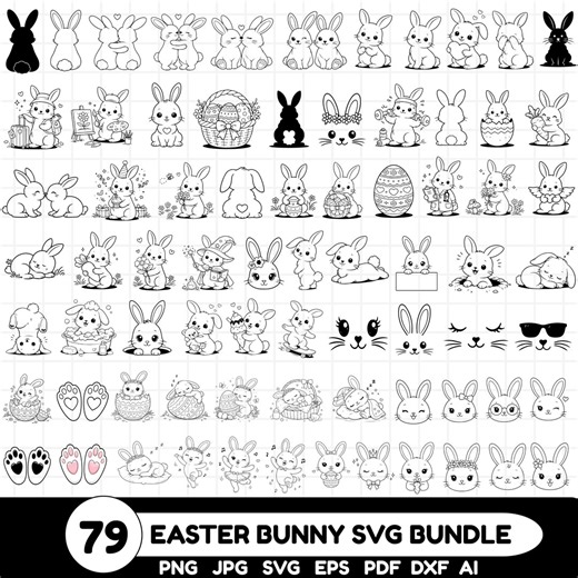 Bunny Svg - Easter Bunny Shape Svg - Easter Svg - Rabbit Svg - Bunny Face Svg - Bunny Shape Clipart - Spring Svg - Cricut & Silhouette - Etsy