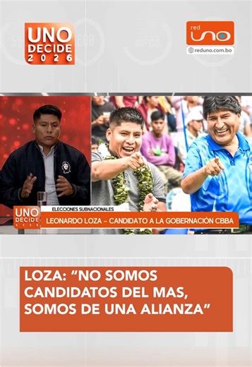 #UnoDecideCbba | Leonardo Loza respondió a las críticas de otros candidatos que lo califican como representante del “retroceso” o de los bloqueos. Durante la entrevista, sostuvo que no es candidato del MAS como sigla, sino de una alianza conformada sobre esa base política. Señaló que respeta los criterios estratégicos y electorales de sus adversarios, aunque dijo que pueden acusarlo de lo que consideren. El candidato afirmó que, pese a haber iniciado campaña más tarde que otros postulantes, apar