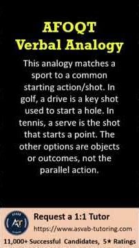AFOQT Verbal Analogy | Golf Is to Drive as Tennis Is to | Important Question #afoqt