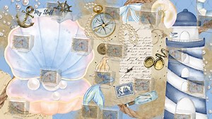 Nautical Mermaid Desktop Wallpaper | Cottagecore Ocean Digital Background (PNG) - Etsy UK