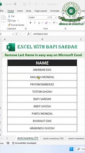 1K views | Remove Employees Last Name | #msexceltraining #easyexcellesson #exceltricks #msexcel #exceltraining #accounting #msword #spreadsheet #shorts #fbviral | learn Excel with Bapi Sardar | Facebook