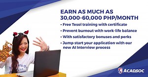 The best way to avoid #COVID19 is to stay indoors and be positive that this too shall pass! Become one of our home-based English tutors now and take advantage and start earning while you stay safely at home. 💙 Join the biggest ESL company in China with most students 💙 Earn as much as 30,000-60,000 PHP/Month! 💙 Two payday each month, payment will be sent within 3 days of each cut-off. Faster than industry standard 💙 Free TESOL training with certificate 💙 Open for Part-time or Full-time 💙 As