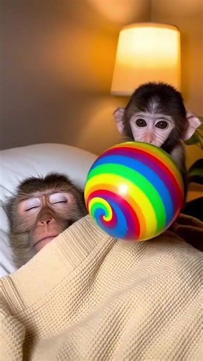 #ai #monkey blow up a balloon