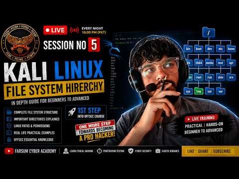 🔴 LIVE – Session 5 🔥 | Kali Linux File System Hierarchy & Practical Approach (Urdu/Hindi)