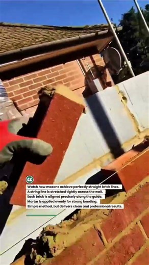 Perfect Brick Line Leveling Trick! #bricklaying #construction #masonrywork