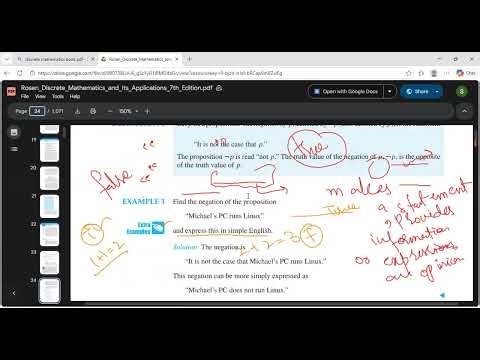 Introduction to Logic, Propositions, and Negation in Discrete Mathematics