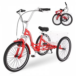 Lilypelle Folding Tricycle for Adult , 20/24/26in Wheel 7-Speed Unisex Three Wheel Cruiser Bike,Unisex