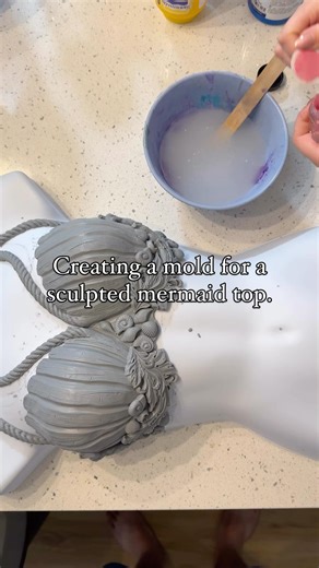 Lemonade Mermaid on Instagram: "This is a bit of an oversimplification and I have adjusted my process since then to make things a bit smoother, but this is generally how it goes. #mermaidtop #sculpting #siliconeart #mermaidcostume #safesilicone"