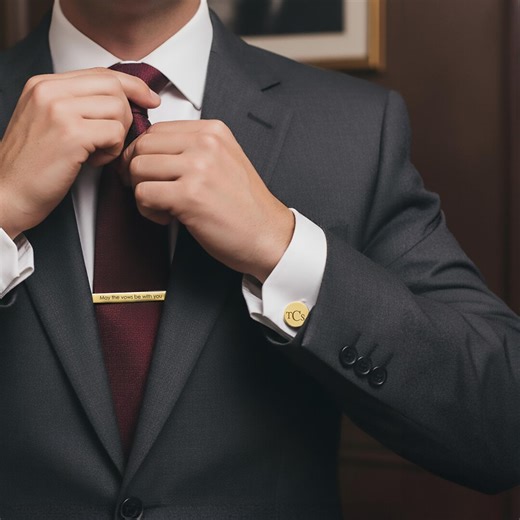 Custom Cufflink & Tie Clip Set • Personalized Groomsmen Gifts • engraved Tie Bar With Monogram, Handwriting or Initial • Gold, Silver, Black - Etsy Canada