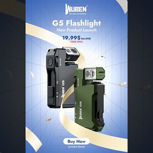 19.99$ For Meet Wuben G5 ; Here's your new outdoor companion! 🎉 Meet Wuben Flashlight 🔥: 400-20000 lumens brightness, IP68 Waterproof & advanced tech. 😜 | WUBEN Light Worldwide