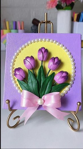 DIY 3D Tulip WallDecor #sorts #viralvideo #viralshort #handmade #aesthetic #walldecor #homedecor