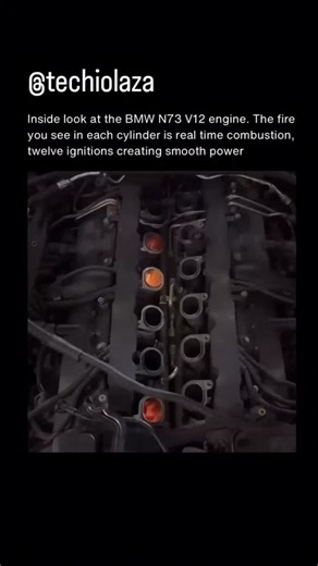 What appears to be fire inside each cylinder of the BMW N73 V12 engine is the combustion process captured at just the right moment. When the spark plug ignites the air fuel mixture, a rapid flame front travels across the combustion chamber. This reaction releases energy in milliseconds, creating light intense enough to resemble flames, even though it is a tightly controlled and short lived event. In the N73, this process happens twelve times in carefully timed sequence, one for each cylinder. Th