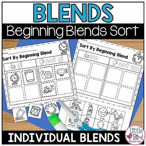 Beginning Consonant Blends Worksheets | Individual Blends Sort Cut and Paste