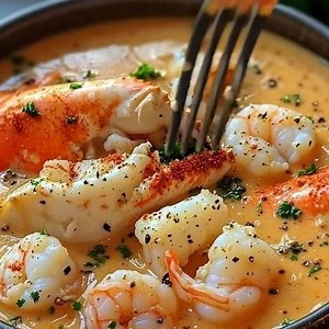 Creamy Seafood Stew 🦐🦞 Rich, hearty, best comfort food seafood bowl. 📝 Ingredients: Shrimp, peeled & deveined White fish chunks (cod, haddock, or similar) Lobster meat or claws (optional but delicious) Butter Garlic, minced Onion, finely chopped Seafood or chicken broth Heavy cream or half-and-half Paprika Lemon juice Fresh parsley Salt & pepper 🍴 How to prepare it: 1️⃣ Sauté aromatics Cook onion and garlic in butter for a rich flavor start and easy cozy cooking. 2️⃣ Add broth & seasoning St