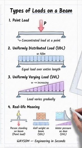 Types of Loads in Engineering Mechanics | Point Load, UDL, UVL Explained
