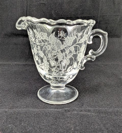 Fostoria 'bouquet' Etched Glass Creamer With Pedestal Base - Etsy