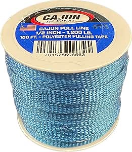 Amazon.com: Cajun Pull Line - 1/2 Inch 1,200 lb. Polyester Pulling Tape - Made in USA (Royal Blue, 3000) : Tools & Home Improvement