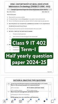 Class 9th IT half yearly question paper 2024-25 #it402 #ai #cbsecomputereducation #cbseclass9,