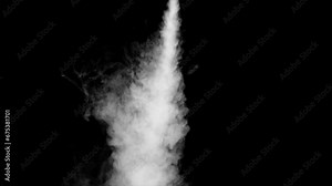 Abstract white smoke animation on a black background. Smoke, steam, explosion, fire, puff, steady vapors. Realistic smoke cloud from up and button with floating fog. Best for using in composition.