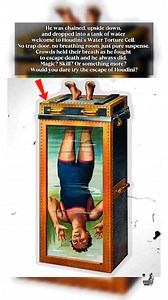 He was chained, upside down, and dropped into a tank of water—welcome to Houdini’s Water Torture Cell. 🫣🔒 • • • • • • • #ancientheoriesnerd #AncientDiscoveries #HISTORYNEWS #facts #interesting #AncientMystery #historynerd #mindblown #Mindblowing #mindblowingfacts #factsyoudidntknow #DidYouKnow #theory #theories #LostCivilizations #losttechnology #Houdini #WaterTortureCell #EscapeArtist #HistoryMystery | Ancient Theories Nerd