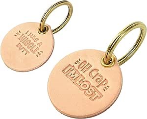 Personalized DIY Dog Tag Kit 2 Packs, Vegetable-Tanned Leather Dog ID Tags with Reusable Lettering Molds for Your Beloved Pet, Suitable Gift for Dog Lovers