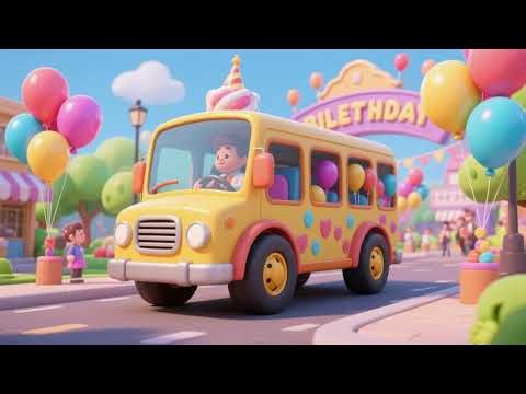 Wheels on the Birthday Bus to Birthday Balloon Boulevard | Birthday Kids Songs