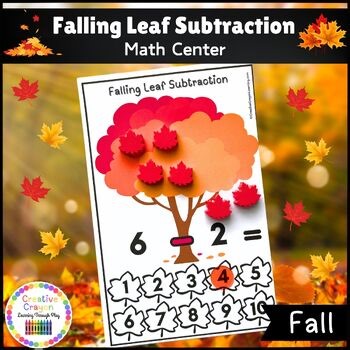 Kindergarten Fall Subtraction Math Center | Hands-On