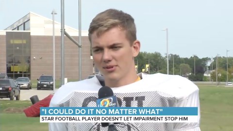 Blind football player