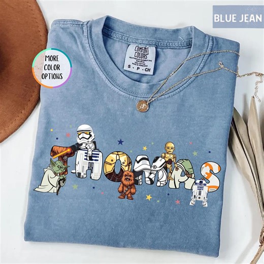 Comfort Colors Custom Name Star Wars Shirt, Disney Family Matching Tee, Galaxy's Edge Tee, Star Wars Alphabet Shirt, Disneyland Birthday Tee - Etsy