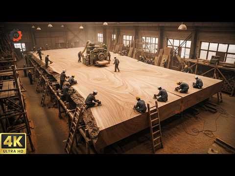 Massive Logs Moving Through Heavy Machinery | Inside the Wood Factory