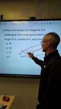 Find the length of a diagonal in a box #asvab #maths