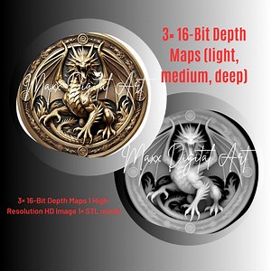 Dragon Coin 3D Model, Depth Maps for CNC, Laser, 3D Print (digital Download) - Etsy