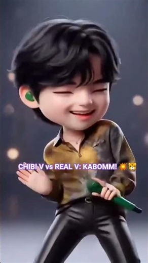 You won't believe who won! 😱 Chibi V vs Real V"😍💜 #BTS #Shorts #Taehyung