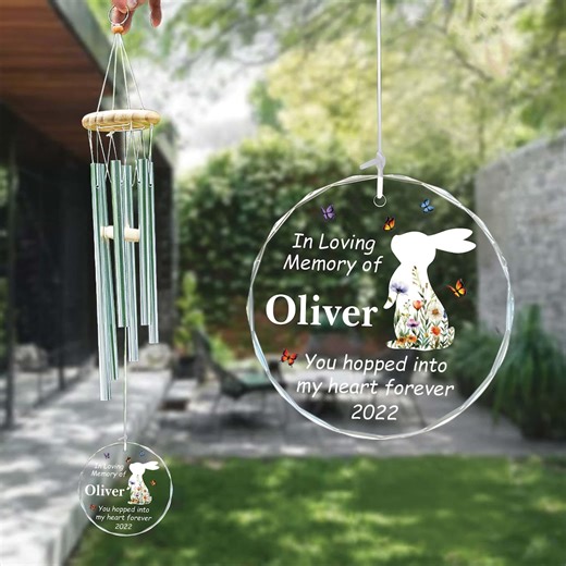 Personalized Rabbit Memorial Wind Chime, Bunny Sympathy Gift for Loss of Rabbit, Outdoor Garden Decor, Pet Loss Gifts - Etsy